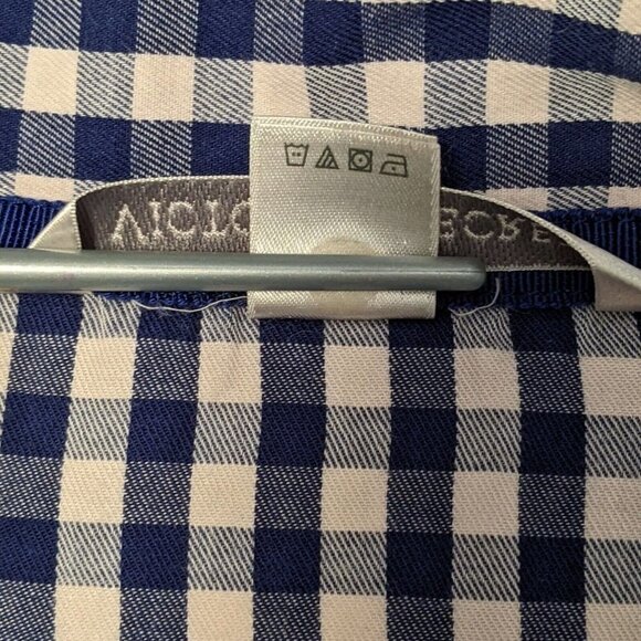 Victoria's Secret Blue Checkered Plaid 3/4 Sleeve 100% Cotton PJ Top Size Medium - Picture 7 of 7